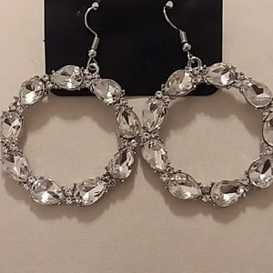 Sliver rhinestone earrings